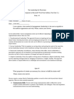 Leadership For Physician Essay 1 2023 Fall