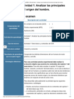 Examen ANTROPOLOGIA BASICA - (APEB1-15%) Actividad 1 - Analizar Las Principales Teorías Acerca Del Origen Del Hombre