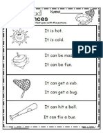 Free Kindergarten Sentence Reading Worksheets - Made by Teachers