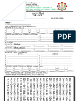 Answer Sheet in Tle Ict 7&8 - Quarter 4