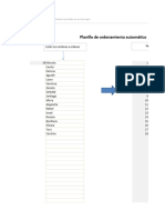 Planilla de Excel de Ordenamiento Alfabetico