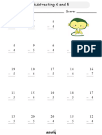 Primary Maths Worksheet (Subtracting 4 and 5)