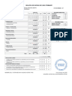 Boleta de Notas de 2023 Primary: Alumno: Llontop Garcia Steven Smith Grado: 4Th - F Grau Mañana