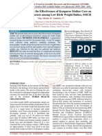 The Study To Assess The Effectiveness of Kangaroo Mother Care On Physiological Parameters Among Low Birth Weight Babies, SMCH