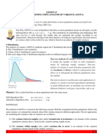 Lesson 15 INFERENCES ABOUT THREE OR MORE POPULATION MEANS USING F-TEST (ANOVA)