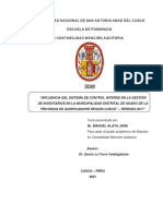 Universidad Nacional de San Antonio Abad Del Cusco Escuela de Posgrado Maestría en Contabilidad Mención Auditoria