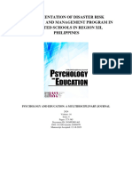 Implementation of Disaster Risk Reduction and Management Program in Selected Schools in Region XII, Philippines