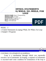 Control Statements (Looping) While-Do While and For