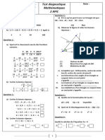 Test Diagnostique Mathématiques 2 Apic: Note: . Nom Prénom Classe Num