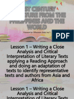 21ST CENTURY LITERATURE FROM THE PHILIPPINES AND THE WORLD. 2nd Sem Lesson 1.1 2