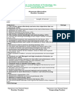 Classroom Observation Checklist For Practice Teachers FINAL