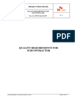 Quality Requirements For Subcontractor: Project Procedure