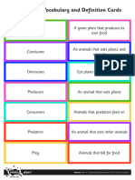 Food Chain Vocabulary and Definition Cards