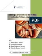 Etiología Criminal Inicio de Los Estudios Criminológicos T. Grupal