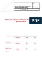 SOP For Destruction of Control Samples (Raw Material and Finished Product)