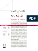 Contacts de Langues Dans Les Situations de Migrations