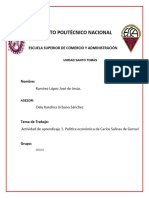 Actividad de Aprendizaje 1. Política Económica de Carlos Salinas de Gortari-Jose de Jesus Ramirez Lopez