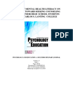 Impact of Mental Health Literacy On Attitude Toward Seeking Counseling Among Senior High School Students of Dr. Carlos S. Lanting College