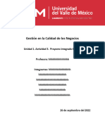 Gestión en La Calidad de Los Negocios: Unidad 1. Actividad 3. Proyecto Integrado Etapa 1