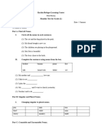 Monthly Test For Grade 1