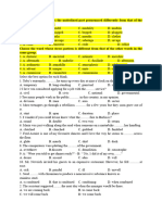 Choose The Word That Has The Underlined Part Pronounced Differently From That of The Other Words in The Group