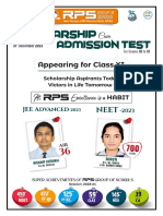 Scholarship Cum Admission Test For Grade-11