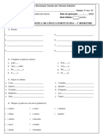 Atividade Diagnóstica - Língua Portuguesa - 5º Ano