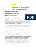 Metodologia de La Ed. Fisico Deportiva. Augusto Pila Teleña.