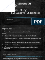 Formulating Evaluative Statements Week 5