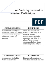 Subject and Verb Agreement in Making Definitions