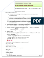 Quadratic Equations Notes