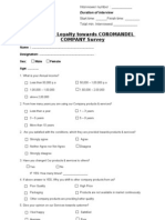 Customer Loyalty Questionnaire