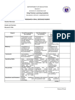 Rubric For Oral Defense