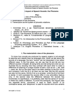 The Functional Aspect of Speech Sounds: The Phoneme