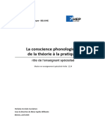 La Conscience Phonologique de La Théorie À La Pratique