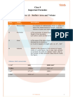 Class 9 Important Formulas Chapter 13 - Surface Area and Volume