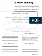 Black and White Thinking Worksheet CBT