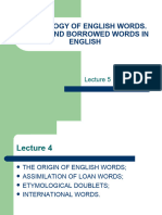 Etymology of English Words. Native and Borrowed Words in English