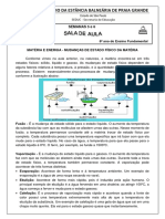 6º Ano - Ciências ESTADOS FISICOS DA MATERIA 