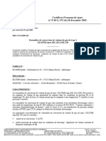 Certificat D'examen de Types N° F-03-L-472 Du 18 Décembre 2003