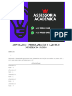 5388 Assessoria Atividade 3 - Programação e Cálculo Numérico - 51 2024