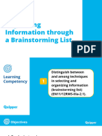 RW 11-12 - Unit 2 - Lesson 1 - Organizing Information Through A Brainstorming List