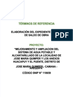 PDF TDR Mejoramiento y Ampliacion Del Sistema de Agua Potable y Alcantarillado PDF Compress