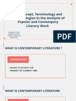 Key Concepts, Terminology, Methodologies in The Analysis of Popular and Contemporary Literary Work