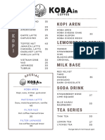 MENU KOBAin COFFEE ROOFTOP SARANA