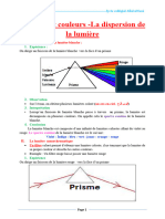 Lumiere Et Couleurs Dispersion de La Lumiere Resume de Cours 1