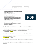 Gabarito Lista de Exercícios Classificação de Custos