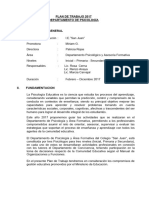 Plan de Trabajo 2017 Departamento de Psicología: Nombre de La Institución