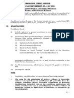 Mauritius Public Service Public Advertisement No. 8 of 2021 Vacancies For Post of Community Physician Ministry of Health and Wellness