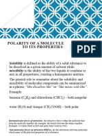 Polarity of A Molecule To Its Properties